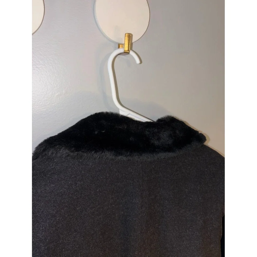 Harve Benard by Benard Holtzman Vintage 100% Wool Jacket Faux Fur Collar Grey 6